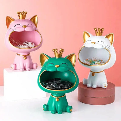 Lucky Cat Figurine Storage Jar